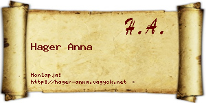 Hager Anna névjegykártya